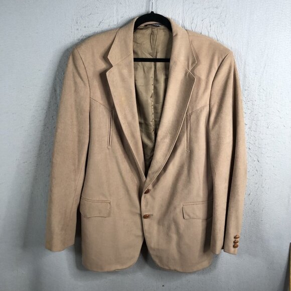 SHEPLERS Other - Sheplers Blazer Mens 44L Tan Western Faux Suede Microfiber Sport Coat Jacket